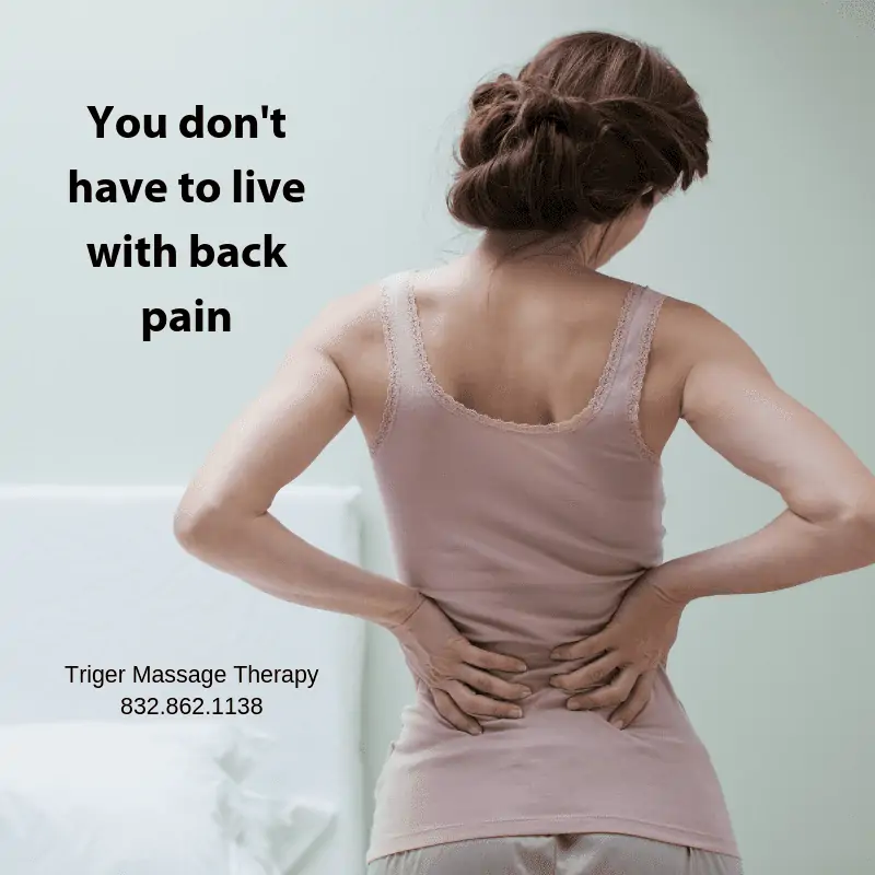 triger massage therapy social media post about booking an appoint to relieve back pain